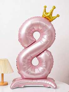 1個 42英吋特大號 4D珍珠粉數字氣球，女孩生日裝飾，1歲生日拍照道具，生日裝飾氣球 - 粉紅色的 - 查看 3