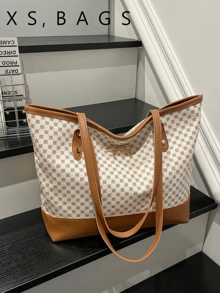 2026 New Fashion Large Capacity Tote Bag Commuter Handbag Shoulder Bag Spring Summer Minimalist Versatile Bag - White - View 1