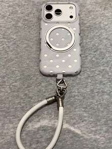 磨砂大理石波點 IMD 手機殼，適用於 Apple 17 Pro Max、16 新機、鍍金 15 Pro，附掛繩，14 Pro Max 全包防摔保護殼，女款，13 - 白色 - 查看 4