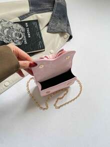Girls' Fashion Crossbody Handbag, Princess Small Square Bag, Versatile Shoulder Small Purse - Pink - View 7