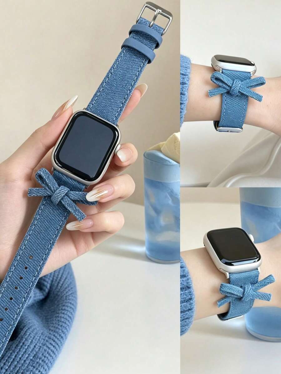 1件裝布料PU環女款手錶錶帶,相容 38mm 40mm 41mm 42mm 44mm 45mm 46mm 49mm Series Ultra 11/10/9/8/7/6/5/4/3/2 SE - 藍色 - 查看 1