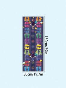 1pc Space Theme Activity Mat, Colorful Footprint & Astronaut Print Polyester Fiber Play Mat, Rectangular Game Rug Suitable For Indoor/Outdoor Games, Birthday Parties, Family Gatherings, Summer Backyard, Game Room, Bedroom, For Kids - A - View 13