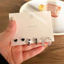 European And American Hot-Selling Fashion Oil Drop Heart Butterfly Faux Pearl Earrings Set For Women - Set 4 - View 11