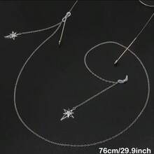 復古水鑽星星吊墜眼鏡口罩鍊 金屬透明防滑固定式 時尚優雅女性閱讀眼鏡配件 - 常規款 - 查看 3