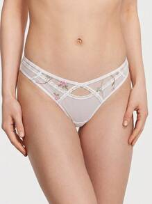 Aesletic Women's Romantic Sexy Embroidered Style Mesh Hollow Design Triangle Panties - White - View 2