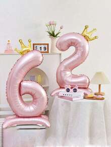 1個 42英吋特大號 4D珍珠粉數字氣球，女孩生日裝飾，1歲生日拍照道具，生日裝飾氣球 - 粉紅色的 - 查看 1