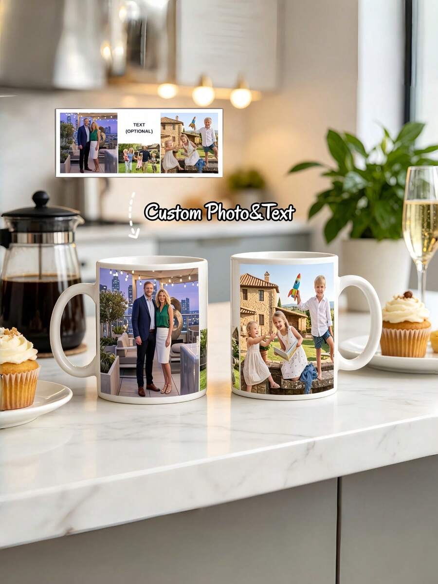 1pc Customized Mug, Personalized Photo And Text, Suitable For Daily Use, Ideal Choice For Commemorating Moments, Gift For Him/Her, Family Gatherings And Special Occasions - Multicolor - View 1