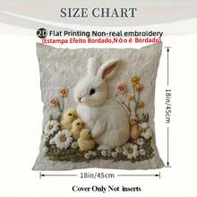 1 buah Sarung Bantal Dekoratif Motif Kelinci & Bunga (Desain Bantal Cetak), Menampilkan Kelinci Lucu, Anak Ayam, dan Pola Bunga, Sarung Bantal Lembut dengan Resleting, Dekorasi Kamar Tidur | Gaya Menggemaskan | Dekorasi Paskah, Dapat Dicuci dengan Mesin untuk Semua Musim, Cocok untuk Dekorasi Kamar Tidur, Ruang Tamu, Mobil, Sofa, Tempat Tidur, dan Kursi - MultiWarna - View 2