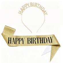 1組中性生日快樂披肩與髮箍，生日裝飾披肩，適合生日派對裝飾，任何年齡皆適用的禮物 - 彩色 - 查看 17