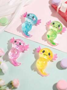 Cute Glitter Mexican Axolotl Squishy Toy, Transparent Macaron Color Stress Relief Squeeze Toy, Translucent Animal Fidget Toy, Suitable For Children And Teenagers, Party Favor - Multicolor - View 3