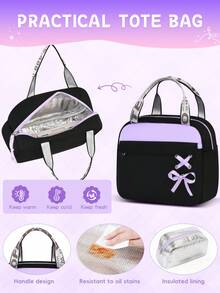 3-Piece Detachable Ribbon Backpack Set, Buckle Design School Bag With Tote Bag And Pencil Case, Suitable For Campus And Travel - A - View 8