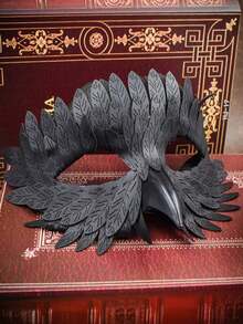 Vintage Dark Raven Half-Face Decorative Mask With Exquisite Layered Feather Design, Suitable For Masquerade, Carnival, Dark Night Theme Party, Bar Performance Styling, Niche High-End Fashion Accessory - Black - View 6