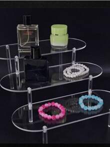 1 pieza Soporte de exhibición de acrílico transparente multicapa, estante de almacenamiento de acrílico multifuncional para escritorio, adecuado para figuras, perfumes, cosméticos, joyas. Estante de almacenamiento y exhibición multicapa, soporte para pasteles, estante para perfumes, estante de almacenamiento y exhibición para el hogar, soporte de exhibición para joyas y cosméticos - A - Ver 7