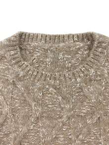 Sweater Wanita Lengan Panjang Leher Bulat Kasual Longgar Serbaguna - Khaki - View 7