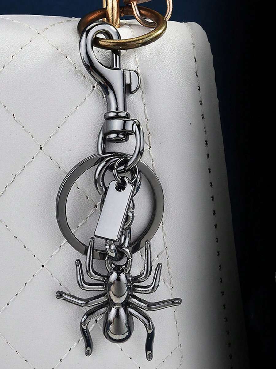 1Pc Spider Keychain,Gothic Spider Bag Charm,Black Metal Spider Pendant,Backpack Accessory,Car Key Holder,Punk Purse Ornament,Y2K Cool Men Gift - Multicolor - View 1