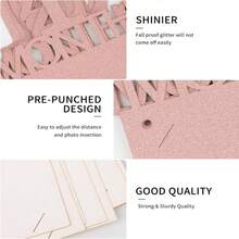 1套12個月嬰兒週歲照片展示橫幅／玫瑰金數字相框掛飾橫幅／新生兒滿月百日週歲派對牆面照片裝飾／1-12個月嬰兒週歲照片橫幅／男孩女孩生日成長紀念橫幅 - 1~12玫瑰金 - 查看 5