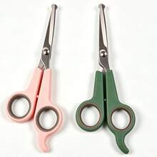 1pc Pet Grooming Round Tip Safety Scissors, Cat And Dog Grooming Hair Trimming Scissors, Hair Cutting Grooming Tool, Home Use Anti-Scratch Haircutting Small Scissors - View 1