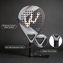 CWIN BLAZE Pro Padel 球拍,3K 編織碳纖維表面,柔軟高密度 EVA 核心,寬淚滴形框架,超大甜區,360g 平衡輕量化 - 彩色 - 查看 4