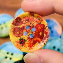 Decorative Buttons - Artistic Oil Painting Style Animal And Landscape Patterns - Durable Resin Round Buttons, Suitable For Jackets, Suits, Bags, Hats - Twisted Starry Sky - 5 Pieces - View 5