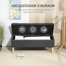 Upholstered Storage Bench, Linen-Look Bed Bench, Rubberwood, 110 X 39 X 45 Cm, Dark Grey - 深灰色 - 查看 4