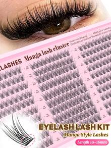 Eimny 300pcs Manga Lash Clusters Kit, 10-16mm D Curl DIY Eyelash Extensions, Natural Wispy Spiky Cat Eye Lashes , Super Easy To Apply, False Lashes For Beginners, Daily & Party Use, Lightweight & Comfortable - C - View 9