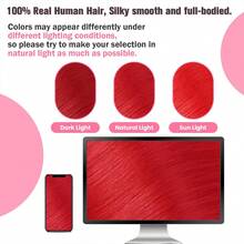 Tape In Hair Extensions 100% Remy Human Hair Red Color Invisible Tape Ins Hair Extensions For Women Highlight Color Hairpieces For Cosplay Or Daily Use 10Pcs/Pack 25g - SRed - View 9