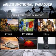 Reflective Paracord Rope 550Ib 30m 4MM 7 Strand Cords Lanyard Utility Parachute Cord For Tent Camping Hiking Survival Tactical Clothesline DIY Projects, 100FT - Multicolor - View 9