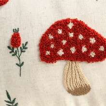 1件裝蘑菇與楓葉刺繡感恩節與萬聖節抱枕套，裝飾性秋季豐收南瓜枕套 - 紅色 - 查看 5