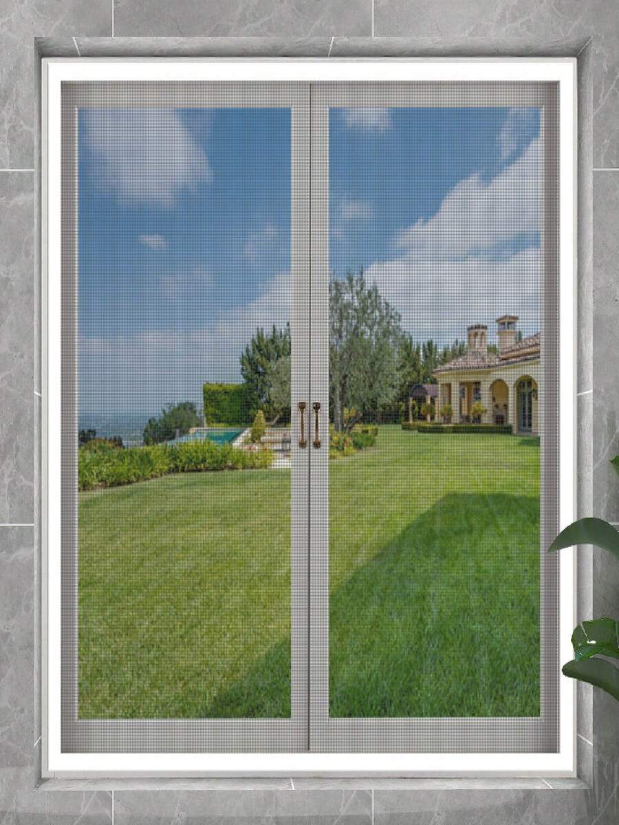 Self-Adhesive Invisible Window Screen, Home Balcony Bedroom Insect & Mosquito Proof, Easy Installation Mesh Screen - Grey Mesh With White Trim {Full Sheet} - View 1