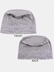 2pcs Lace Trim Bonnet Muslim Headscarf Sleep Cap Headwrap Maternity Cap Suitable For Daily Use - Multicolor - View 3