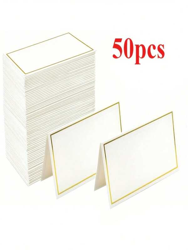 100/50pcs Gold Foil And Silver Foil Wedding Table Cards - Premium Paper Seat Cards, No Electricity Required