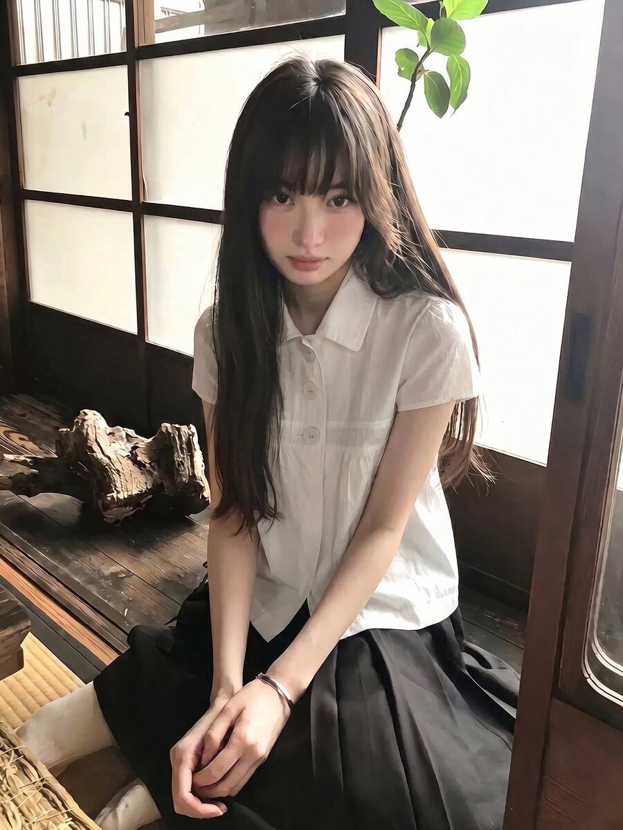 Women's Solid Color Pleated Casual Versatile Daily Outing Shirt Summer White - White - View 1
