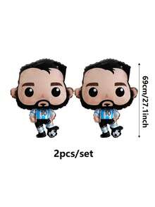 2pcs Cartoon Soccer Character Foil Balloons, Suitable For Soccer Party Decoration, Theme Party Setup, Soccer Atmosphere Decoration, Soccer Game Viewing Setup - Cartoon Players - View 4