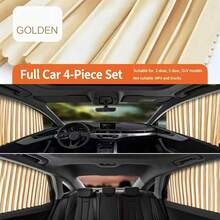 4pcs Front + Rear Car Sun Shade Curtains, Auto-Retractable Magnetic Track Universal Car Window Curtains, UV Protection & Heat Insulation - Magnetic Universal Car Window Sunshade - View 8