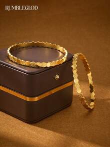 1/2/3pcs Fashion Classic Hand-Carved Seven-Star Hexagonal Honeycomb Design Gold Women's Bracelet, Non-Openable 65mm And Openable 63mm Two Sizes, Suitable For Women's Daily Wear, Without Packaging Box - Seven-star Honeycomb - View 16