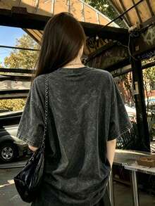 1pc Women's Colorblock Long Sleeve T-Shirt, Slim Fit 2 In 1 Patchwork Knit Top For Autumn - Black - View 2