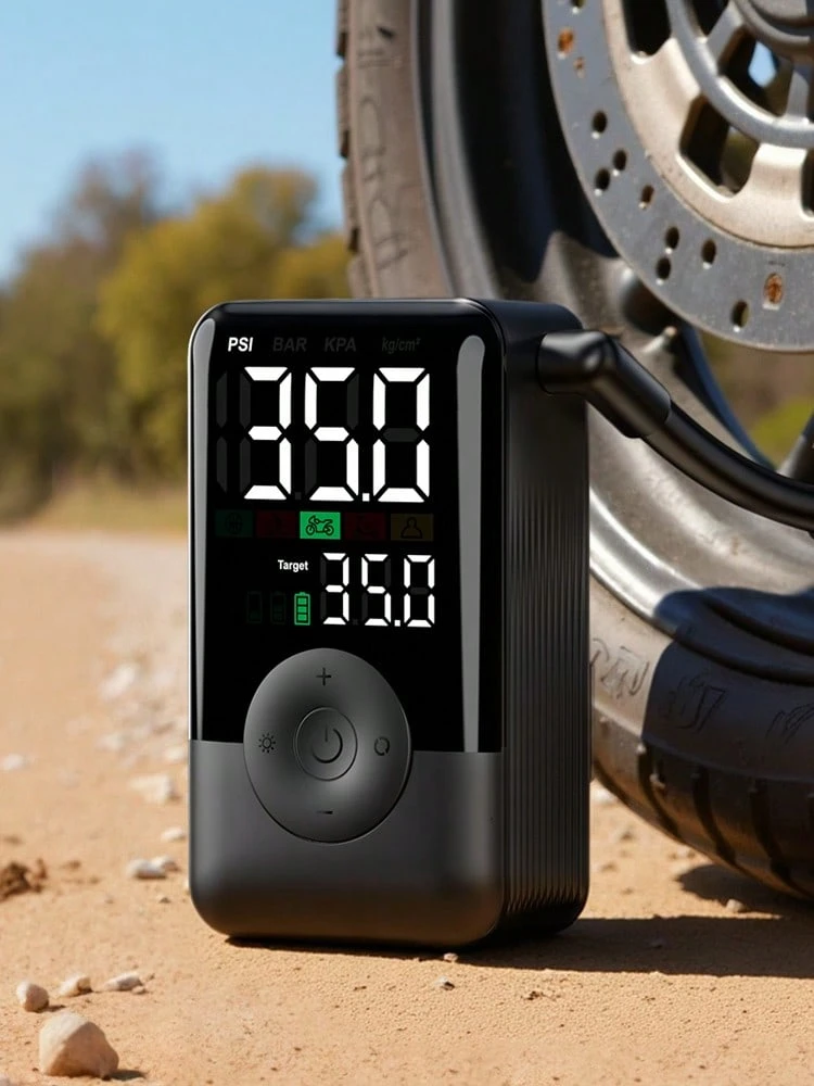 Carsun Cordless Air Pump For Motorcycle Tire Inflator With Rechargeable Battery Portable Air Compressor 17mm Cylinder Digital Display Pump For Bike, Air Compressor For Motorcycle Bicycles Basketball, Football, Compressor Air Pump With Battery,