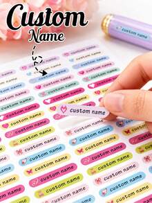Custom Heart Name Stickers,Personalized Pen Labels,Cute Cartoon Decals,Customized Name Tags,Customizable Back To School Gift,Personalized Stickers - Style a - View 1