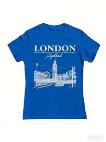 Social Collective London Tm Graphic Cotton Ladies Fitted-Shirt100% Comfortable Cotton Unisex Comfortable Retro Cotton T-Shirt-K91 - 藍色 - 查看 17