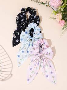 3PCS Multi-Color Daisy Floral Hair Bow For Girls, Fresh Flower Scrunchie Alligator Clip, Soft Hair Clip, Teens Sweet Teen Kids Hair Accessories - Multicolor - View 4