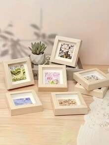 5/3/1pc DIY Wooden Photo Frame Handmade Kit | Creative Clay Painting Decorative Photo Frame, Minimalist Wooden Style, Suitable For Home Decor, Handmade Gifts, Craft Projects And Photo Display, Customizable - A - View 9
