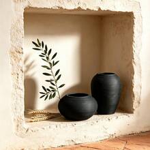 Black Ceramic Vase, Water-Holding Fresh Flower Vase, Floral Container, Natural Minimalist Style, Suitable For Home, Office, Hotel, Shop, Wedding Decoration And Gift Giving, Nordic Style - Vase - View 3