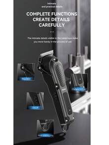 Kemei KM-1071 Professional Hair Clipper Set With Barber Cape, USB Rechargeable Cordless Hair Trimmer, Stainless Steel Blade, Home And Salon Hair Cutting Tool Kit - Black - View 5