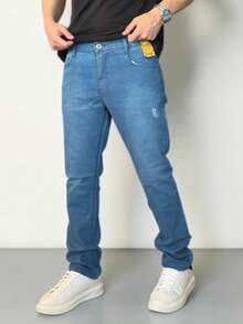 Men's Slim Fit Stretch Denim Jeans - 阿祖爾風險 - 查看 1