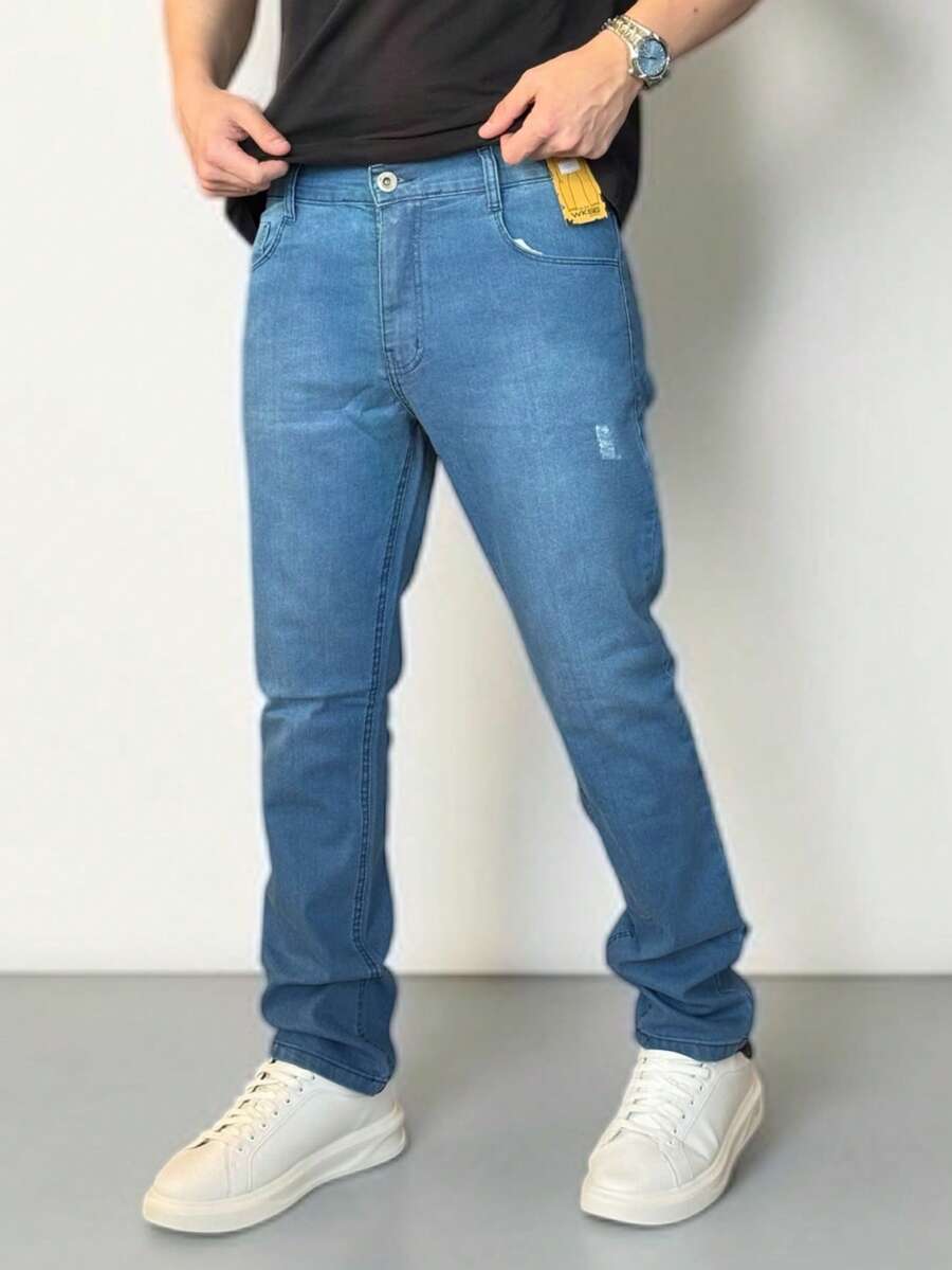 Men's Slim Fit Stretch Denim Jeans - 阿祖爾風險 - 查看 1