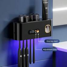 1pc Smart Toothbrush Disinfector, Wall-Mounted Toothbrush Holder With Toothpaste Dispenser, Toothbrush Rack And Disinfection Device, Toothbrush Storage Rack, Bathroom Accessories, Home Decor - Multicolor - View 7