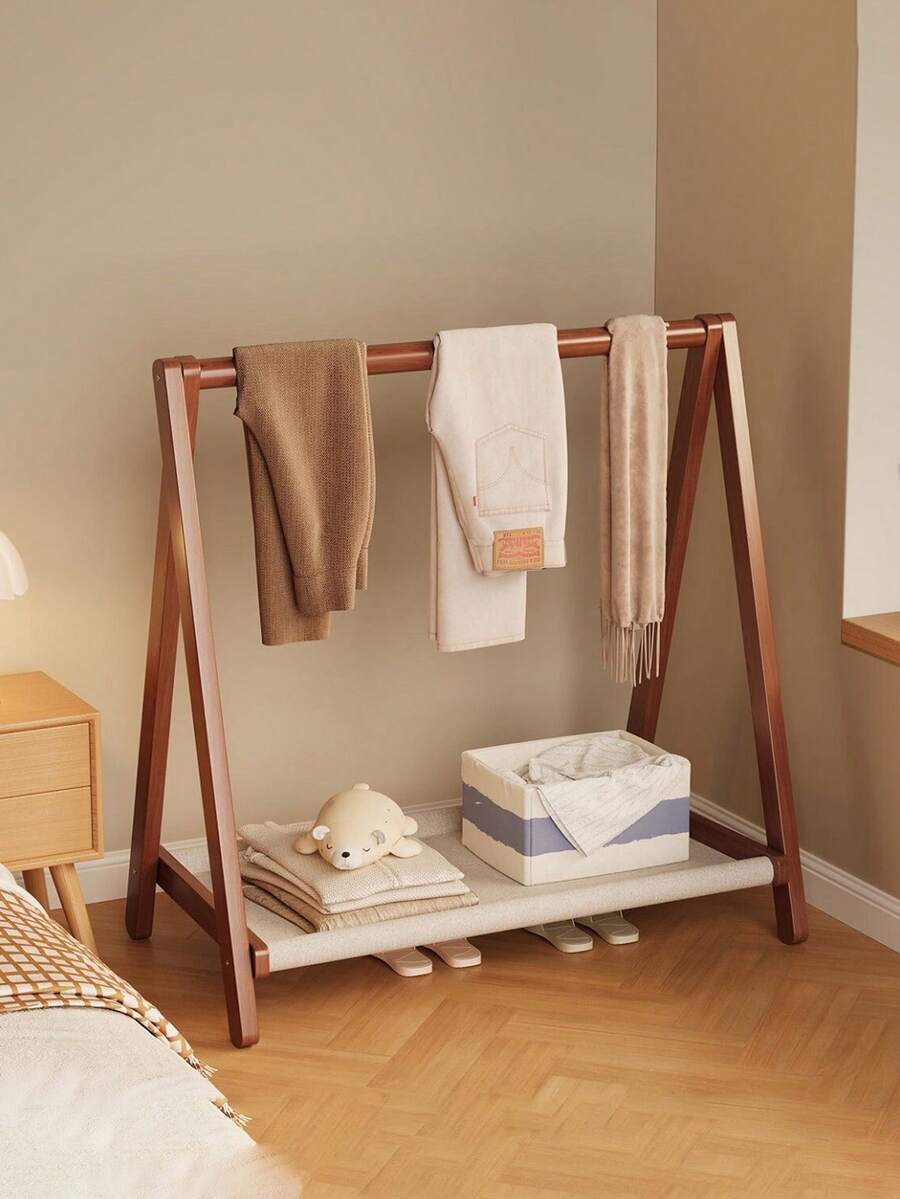 Folding Clothes Hanger For Kids, Freestanding Hanger For The Bedroom, Clothes Drying Rack For The Living Room Or Balcony, Minimalist Coat Rack, Room Decor, Storage Rack, Organizing Rack-Perfect For Dresses, Pants, Jeans, And Skirts - Multicolor - View 1
