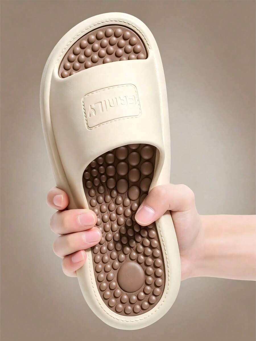 1 Pair All-Season Unisex Multi-Functional Massage Bottom Slippers, Bathroom Shower Slippers, Non-Slip, Odor-Resistant, Comfortable, Minimalist Fashion, Durable, Couple Style, Back To School Gift - A - View 1