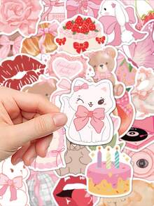 50pcs Pink Fun Land Stickers Notebook Laptop Phone Case Luggage Skateboard Helmet Decoration Stickers - Multicolor - View 7