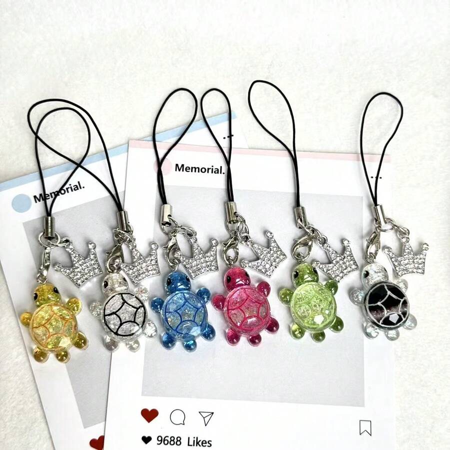 1 buah Liontin Gantungan Ponsel Kura-kura Berkedip, Universal untuk Smartphone, Universal untuk USB Flash Drive, Liontin Kecil yang Indah